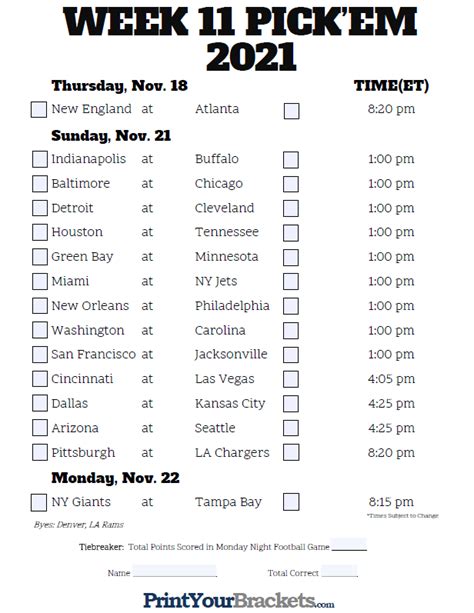 nfl week 11 predictions.